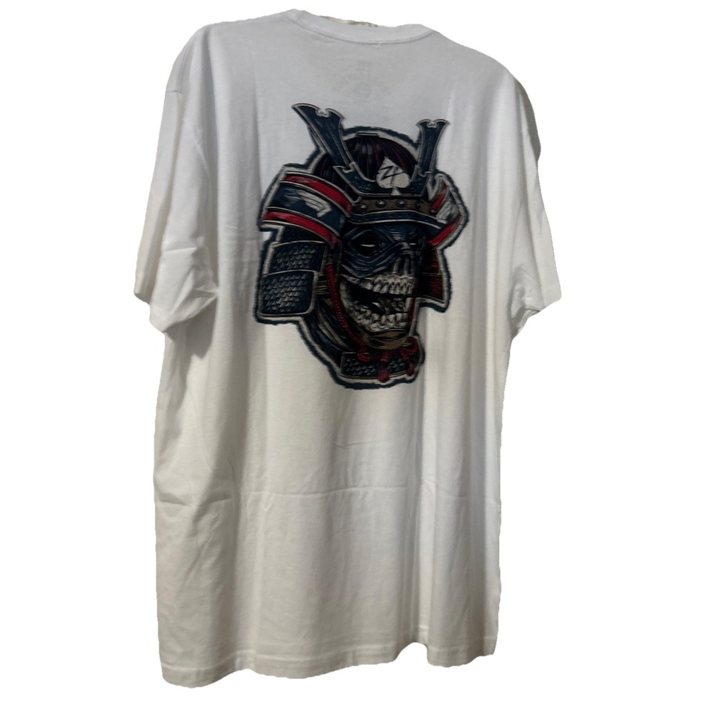 Zero Foxtrot Men's T-Shirt 3XL White with Skull Samurai